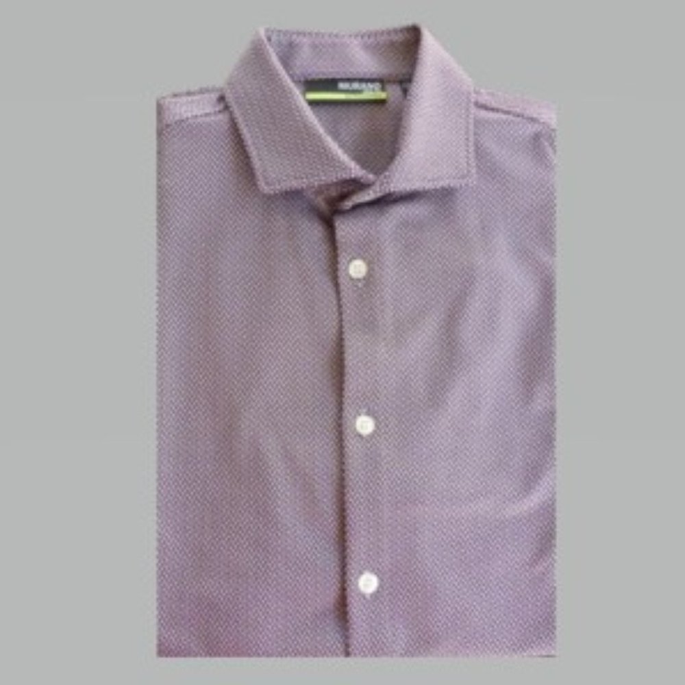 Murano Performance M Slim Fit Maroon and White Men's Short Sleeve Shirt